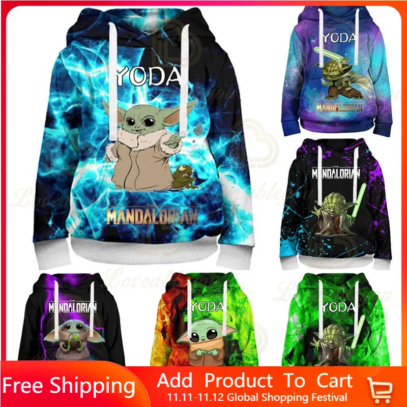 

Disney Baby Yoda Mandalorian Hoodie Birthday Gift Cartoon Boys and Girls 3D Thin Hoodie Kids Hip Hop Streetwear Sweatshirt