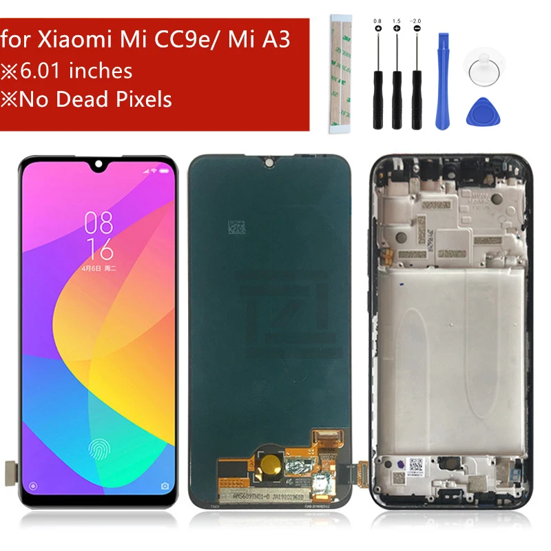 For Xiaomi Mi A3 lcd Mi CC9e Display Touch Screen Digitizer Assembly with frame For Xiaomi CC9e LCD replacement repair parts