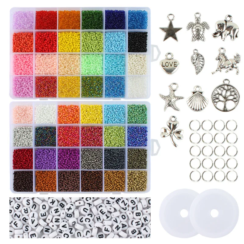 

Cross-border m glass bead composite suit cross-stitch 48 lattice pearl beads material of diy accessories customized by hand