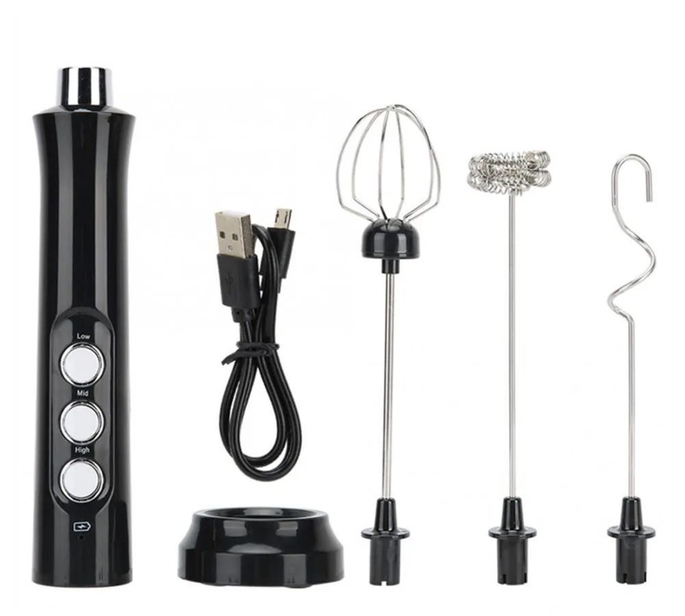 

Electric milk foaming machine with USB, 3-speed, cappuccino, portable egg beater, hot chocolate, latte, beverage mixer