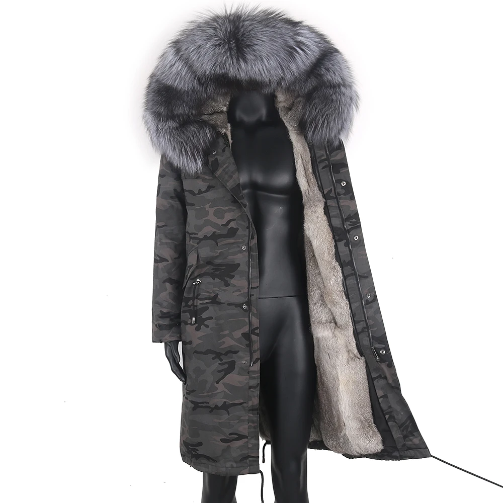 

2021 Winter Men's Real Rabbit Fur Jacket Casual Male Outerwear Fox Fur Collar Warm Coats Fashion Man Clothing Plus Size 7XL
