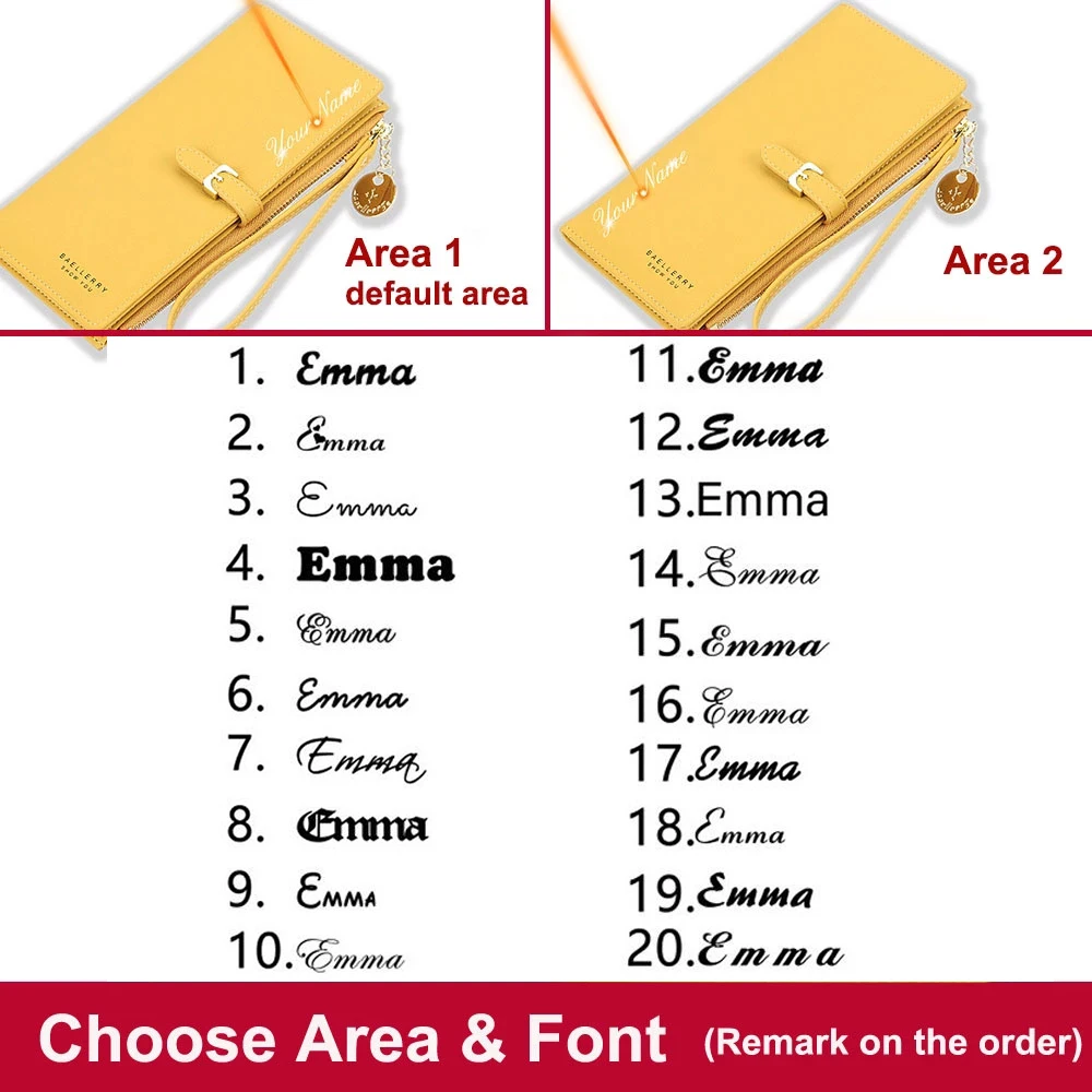 2021 Women Wallets Free Name Engraving Fashion Long Top Quality Slim Female Purse Card Holder Yellow Brand Wallet For Women