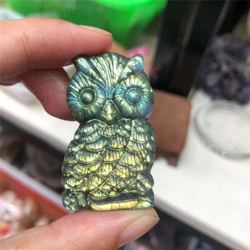 

1 шт., резьба из натурального кварца, лабрадорит, сова, цикада, кристаллы животных, целебные камни для духовного декора