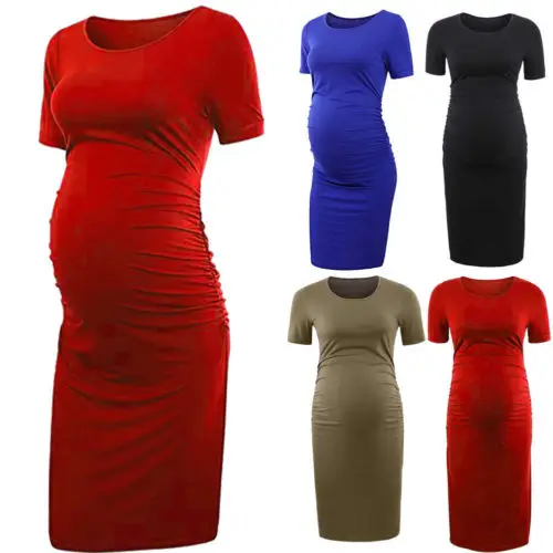 Женское летнее платье для беременных Лидер продаж модное однотонное цвет черный