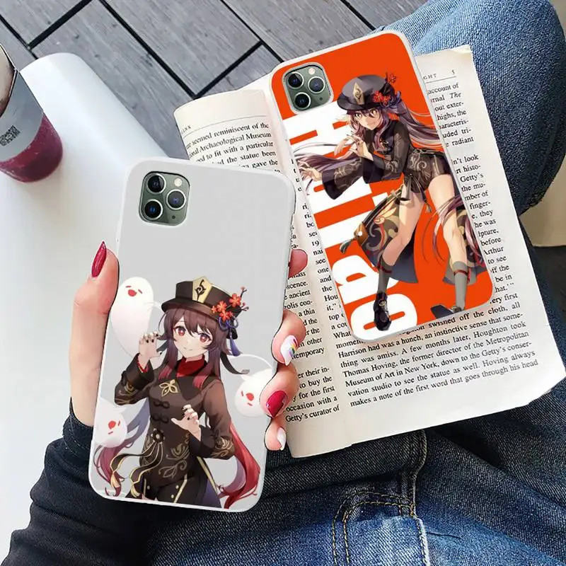 

genshin impact Hu Tao Phone Case Candy Color for iPhone 6 6S 7 8 11 12 XS X SE 2020 XR mini pro Plus MAX mobile bags shell