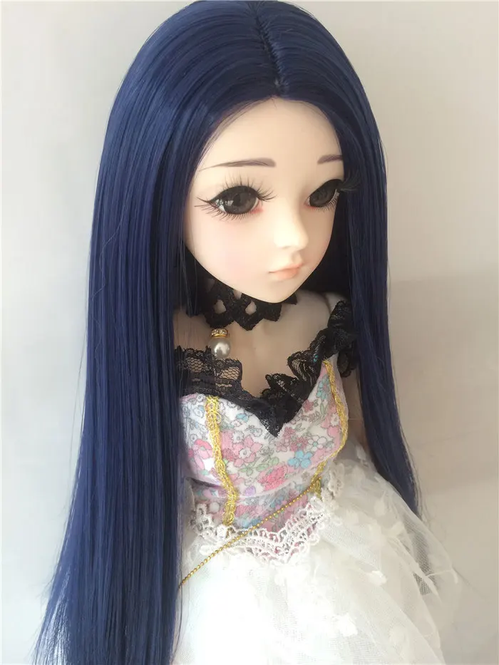 10 only wig 1/3 1/4 1/6 1/8 bjd sd кукла длинные прямые волосы высокотемпературные волосы синие куклы парик мульти-цветная кукла аксессуары - Цвет: 10 only wig