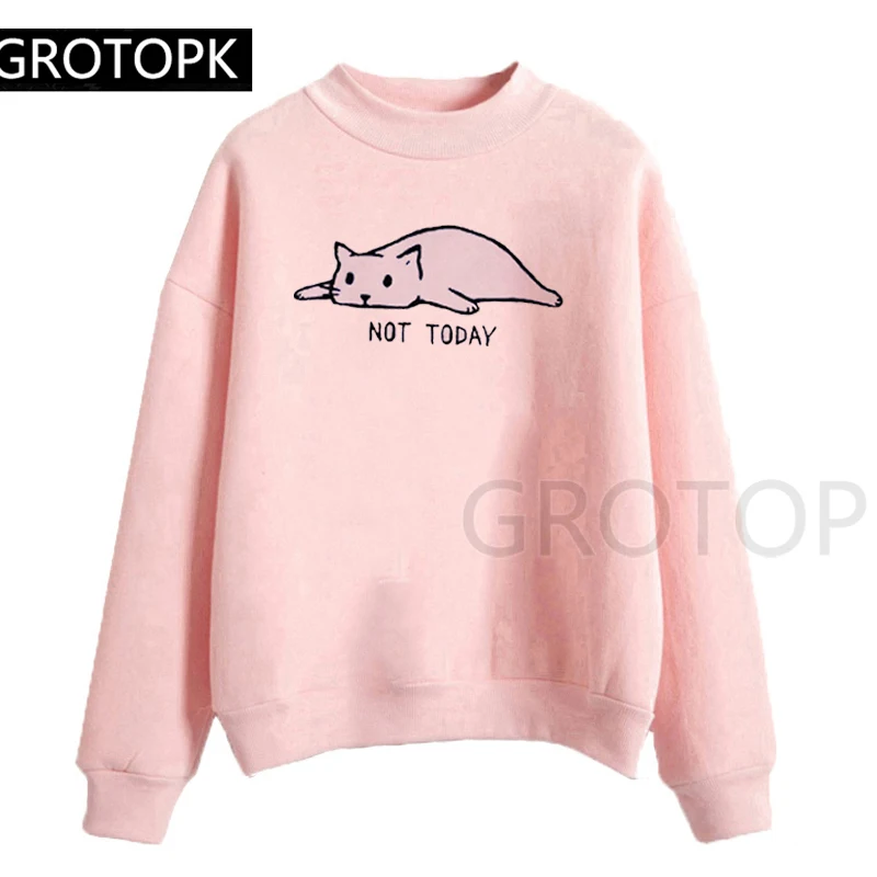 Не сегодня Kawaii cat толстовки женские новая одежда Толстовка Топы Femme осень зима мультфильм Harajuku для женщин