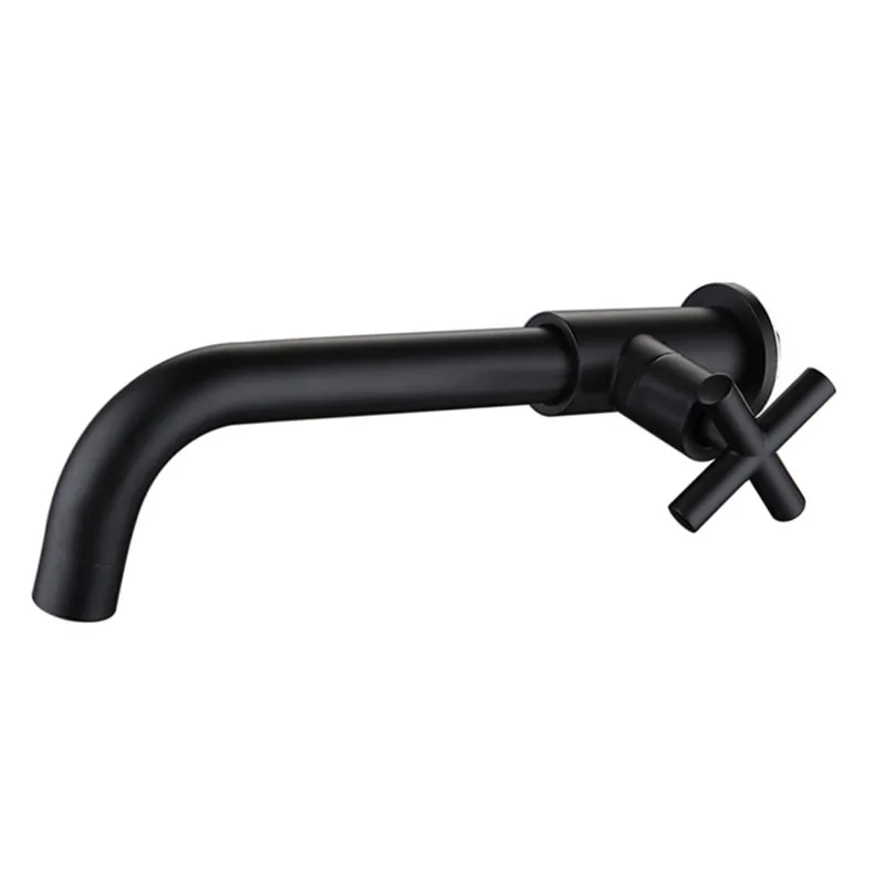 

Chrome & Black Out Door Garden Wash Faucet Wall Mount Sink Cold Water Tap Solid Brass Bathroom Hardware