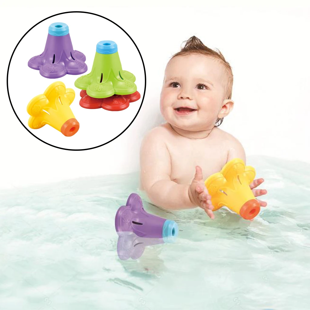 

4 Pieces Stacking Cup Education Bathtub Toy Flower Style Nesting Toys for Baby
