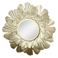 wall hanging mirror round decorative wall mirror flower embossed makeup mirror for living room bedroom bathroom