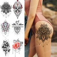 black tassel flower tattoo waterproof temporary stickers body art arm flash cool tattoo and body painting disposable tatto women
