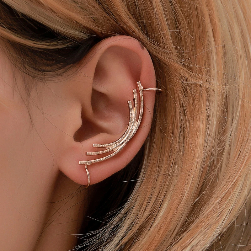 Модные серьги-манжеты для девочек, 1 шт., золотые клипсы для ушей ангела, для женщин, левое ухо, панк, ювелирное изделие, подарок