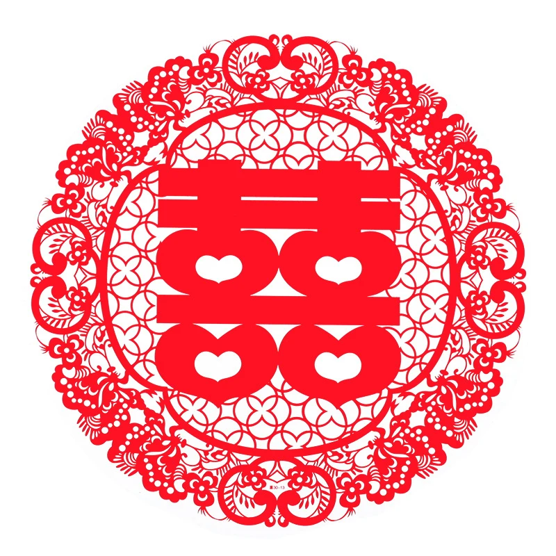 18pcs Chinese Wedding Double Happiness Paper Cut Sticker Set Red 28cm Dia | Дом и сад