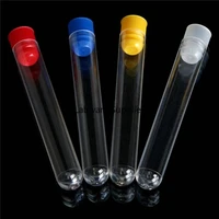50100pcs length 60mm to 150mm clear plastic test tubes with plastic colorful stopper push cap for experiments