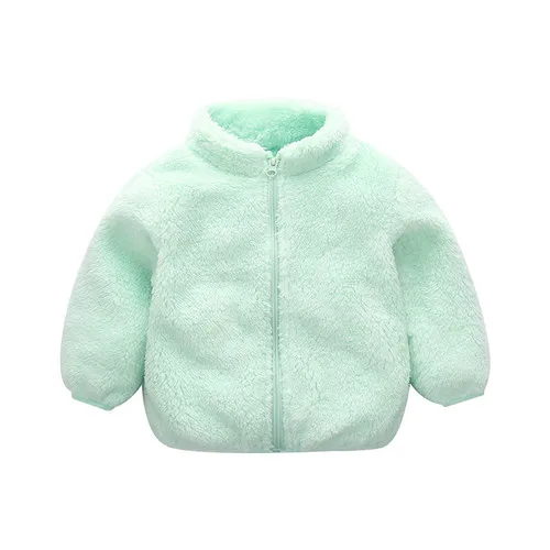 Light blue Детская зимняя одежда для малышей детская одежда на молнии с длинными рукавами для девочек и мальчиков однотонное бархатное пальто теплая одежда, верхняя одежда - Color: Light blue