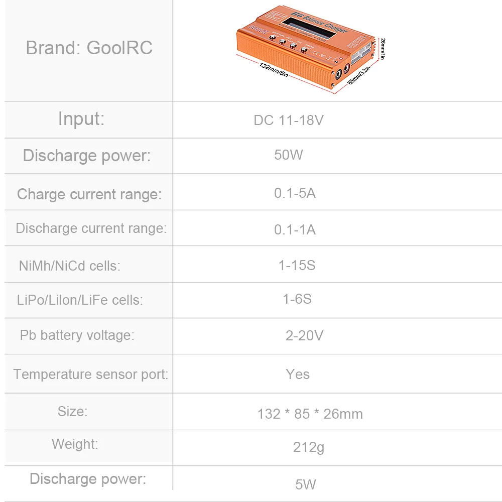 Оригинальное многофункциональное зарядное устройство GoolRC B6/зарядное Dis для