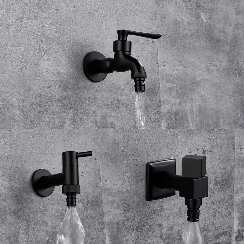 

Faucets Black Brass Wall Mounted Bathroom Corner Washing Machine Faucet Outdoor Garden Bibcock Bath Toilet Mop Pool Taps