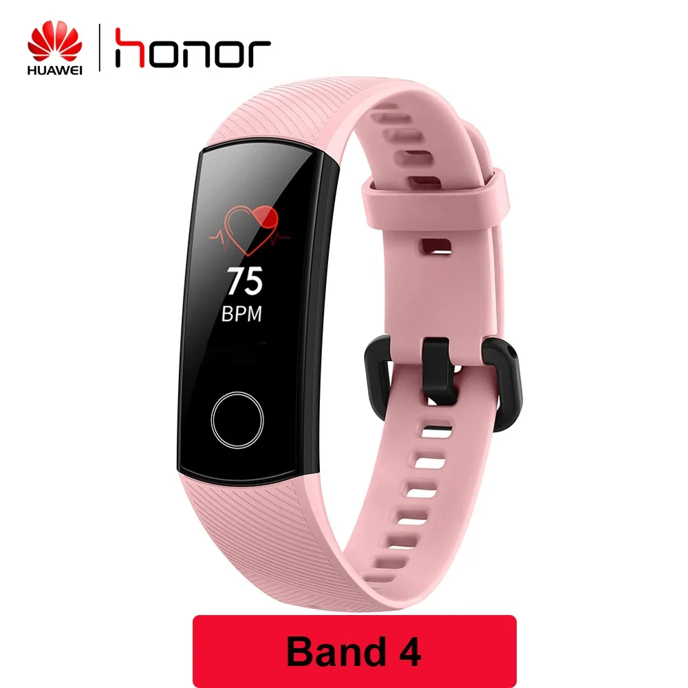 pink band4 Huawei Honor Band 4 Band 5 умный Браслет Globle Версия 50m водонепроницаемый фитнес-трекер монитор сердечного ритма во время сна Smart Wirstband - Цвет: pink band4