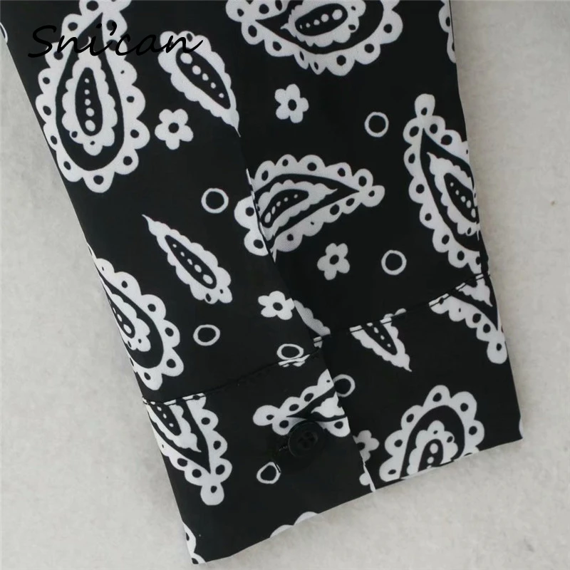 

Snican Black Digital Printing Paisley Print Shirts Fashion Office Ladies Blouse Za Women Chemisier Femme Spring Ladies Tops 2021