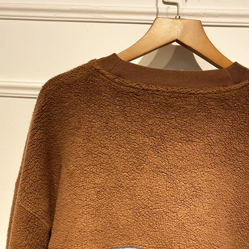 

Women Sweatshirt Long Sleeve O-neck Patchwork Pullover Top Lady Sport Clothes2021 New Autumn Winter