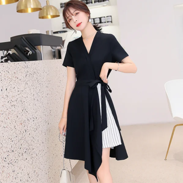 2020 новое летнее женское платье с высокой талией и v образным вырезом все