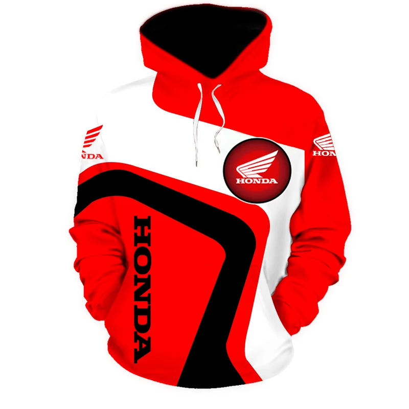 

2021 New Honda Wing Logo Motorcycle Racing Hoodie 3D Printing Zipper Hooded Sweatshirt Jacket Men's Sportswear Men's Red Hoodie
