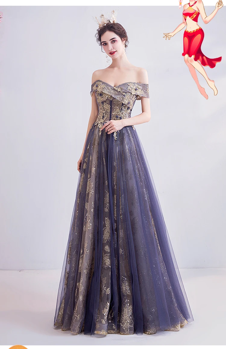 SSYFashion Новое банкетное элегантное фиолетовое вечернее платье с вырезом лодочкой длиной до пола кружевные аппликации вечернее платье на выпускной халат De Soiree