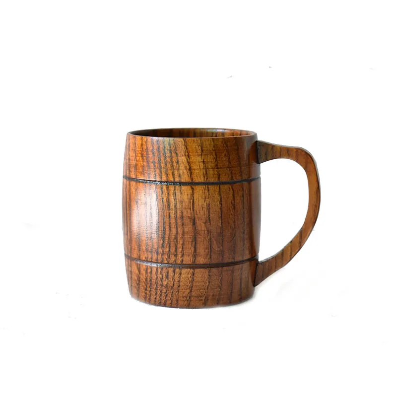 Large Capacity 500 ml Wooden Beer Mug With Handle German Cup Handmade From Camphor Tree Solid Wood Free Shipping | Дом и сад