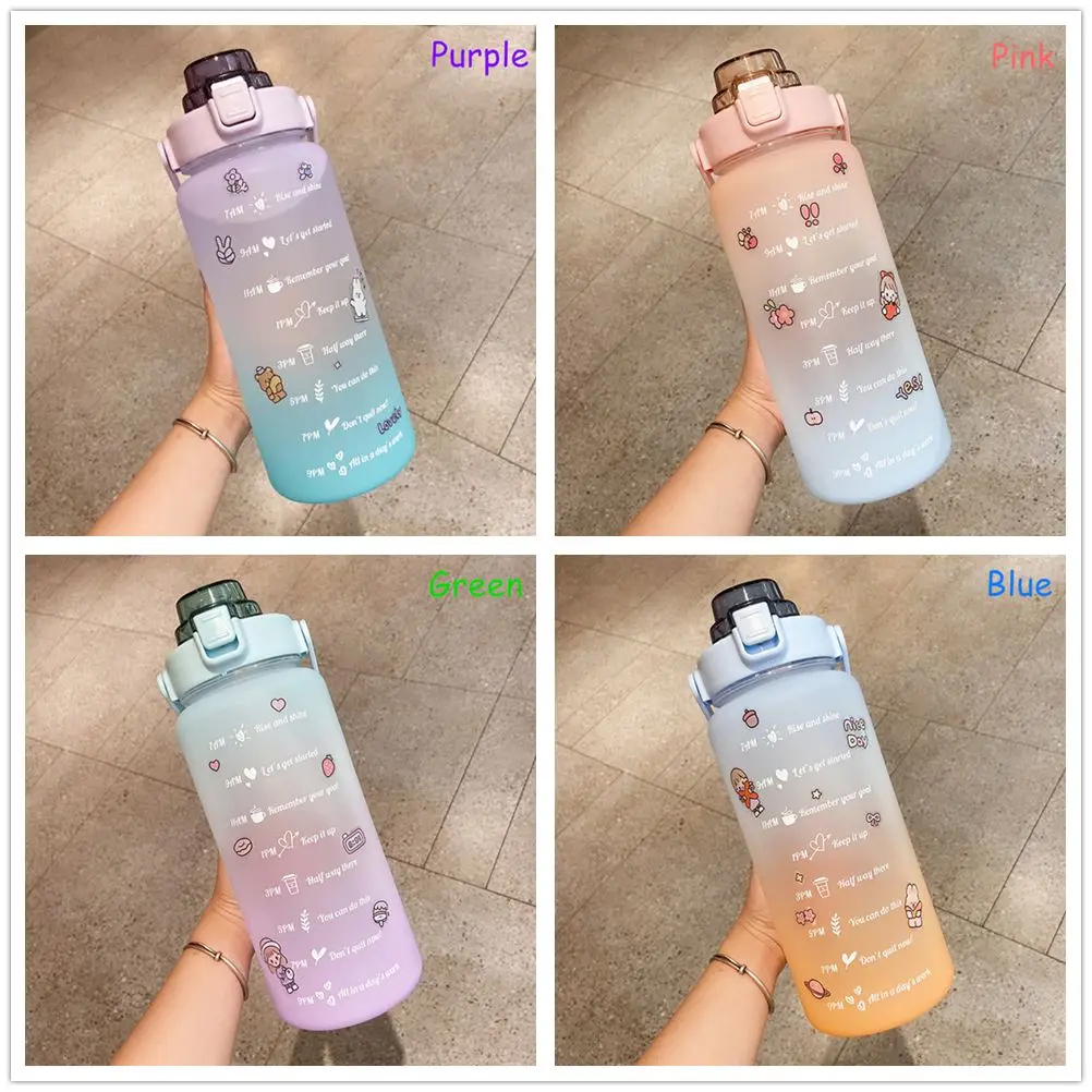 

Gym Sports Straw Time Marker Travel Kettle Big 2000ml Free Sticker Water Bottle Drinking Cups Water Jug Large Capacity
