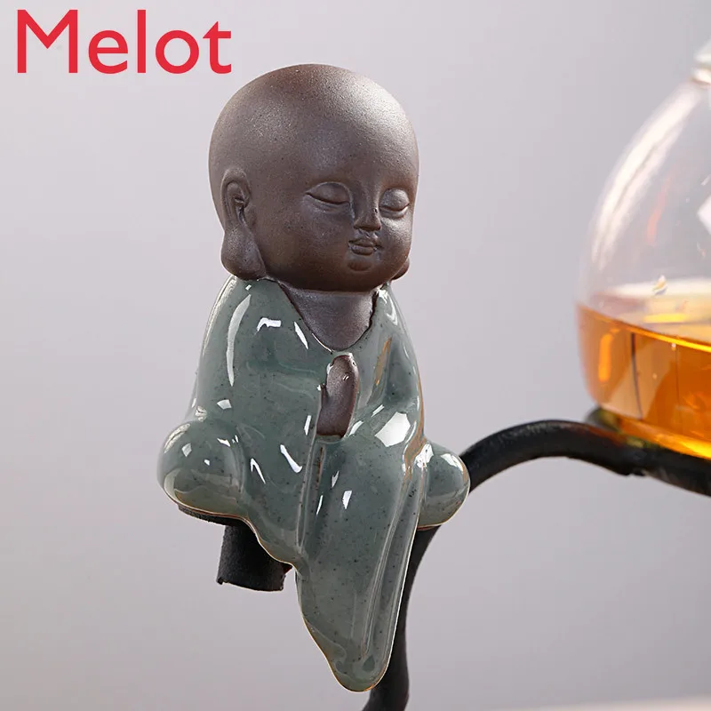 Teaware Zen con incrustaciones de esta&ntilde;o para hombre perezoso, dispositivo de fabricaci&oacute;n de t&eacute; completo y semiautom&aacute;tico, juego de t&eacute; transparente para oficina, juego de tazas de t&eacute; de 6-3