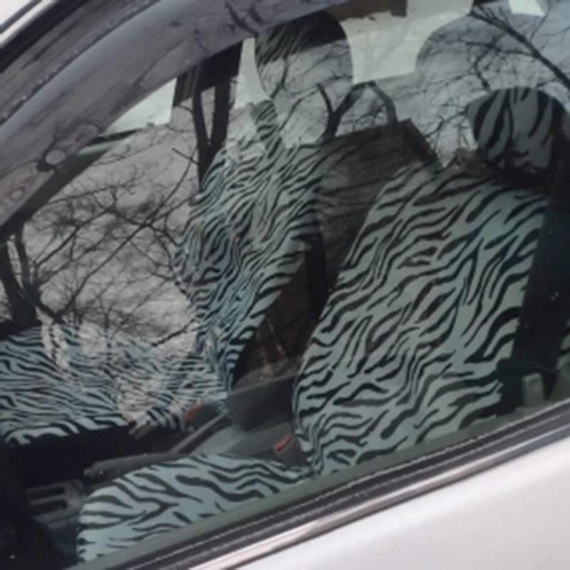 

Car Short Plush White Zebra Seat Covers Set Universal Fit Most Car Seats Steering Wheel Cover Shoulder Pad Car Seat Cover