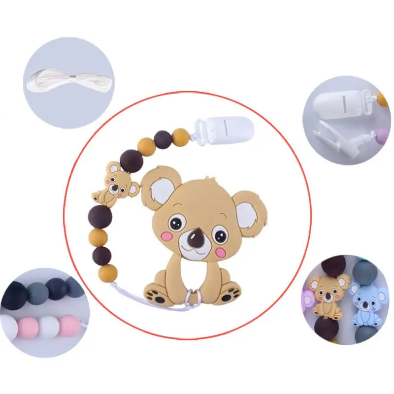 Младенцы молярная игрушка милый мультфильм животное коала зубной гель соска цепь Новорожденный ребенок силиконовый Прорезыватель для купания Подарки