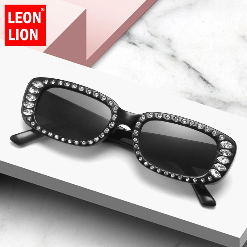 

LEONLION Rectangle Sunglasses Women Small Frame Sun Glasses for Women Square Brand Designer Sunglasses Luxury Rhinestone Glasses