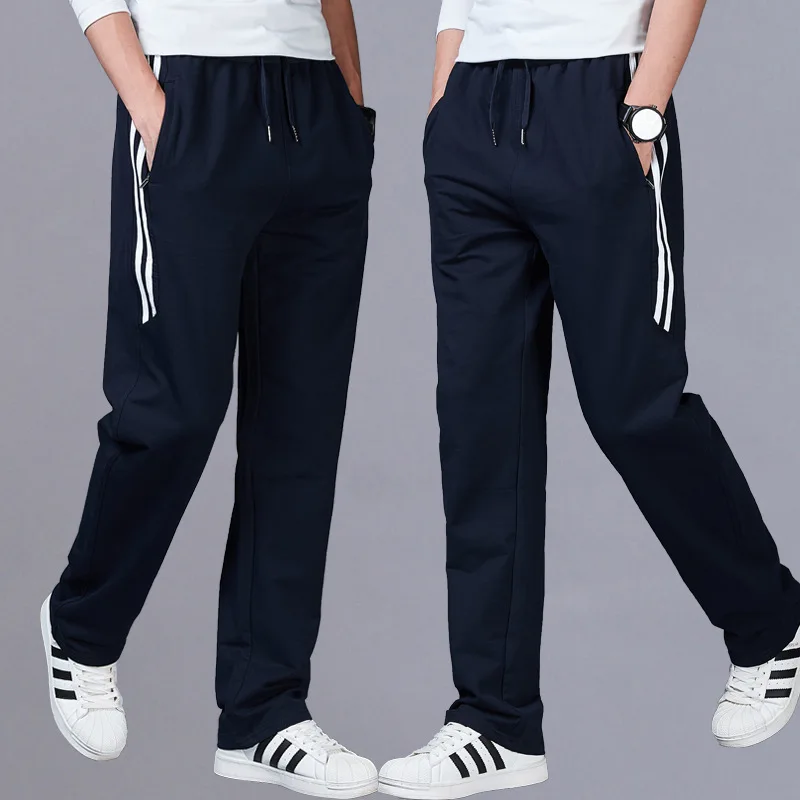 Мужские спортивные штаны для бега джоггеры прямые тренировочные брюки в полоску