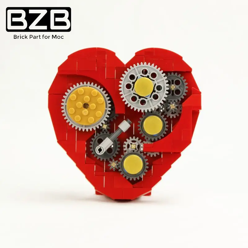 

BZB MOC 4453 Clockwork Gear Heart Diecast Model Kids Creativity Educational Toys Christmas Birthday Gril Friend Children's Gifts