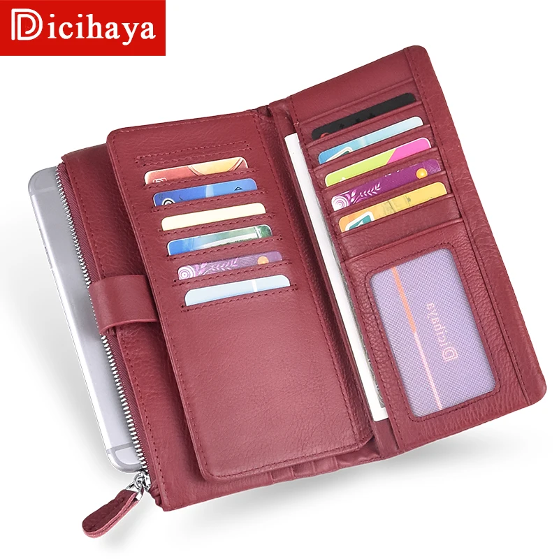 DICIHAYA, женские кошельки, длинные, на молнии, из натуральной кожи, женские клатчи с держателем для мобильного телефона, высокое качество, держатель для карт, кошелек, Новинка