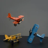 retro metal plane model crafts living room bedroom ornament iron airplane figurines home decoration accessories gift