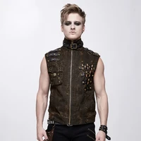 devil fashion heavy metal mens vest gothic zipper show role playing sleeveless vest