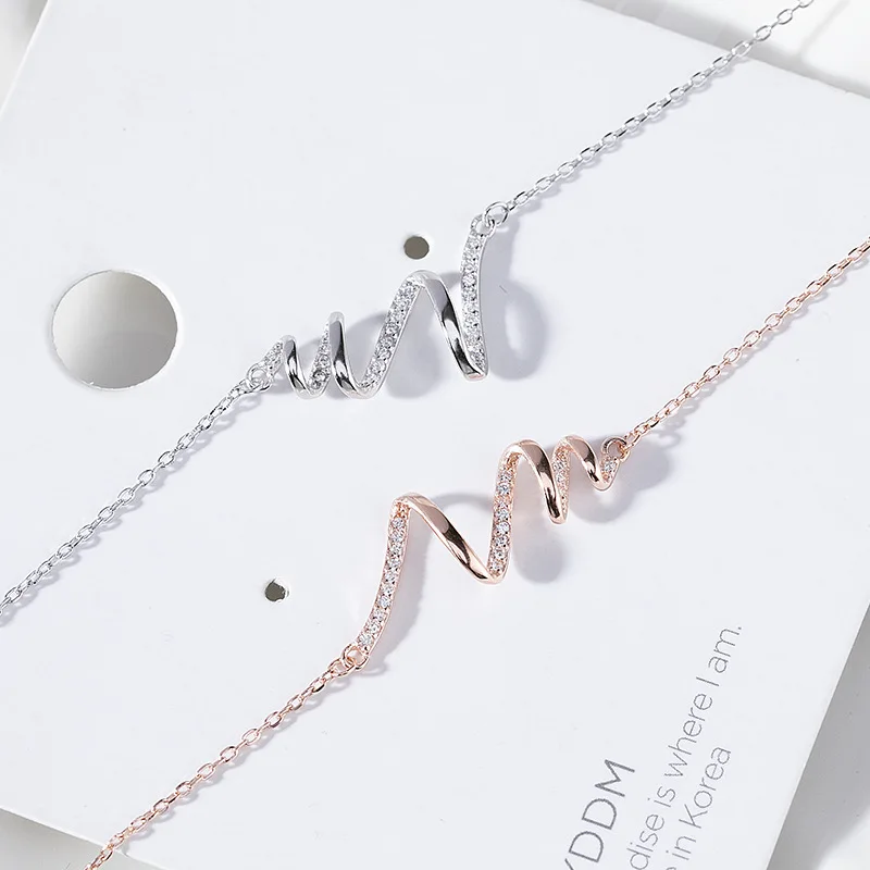 Женское ожерелье с подвеской в виде ЭКГ из серебра 925 пробы |