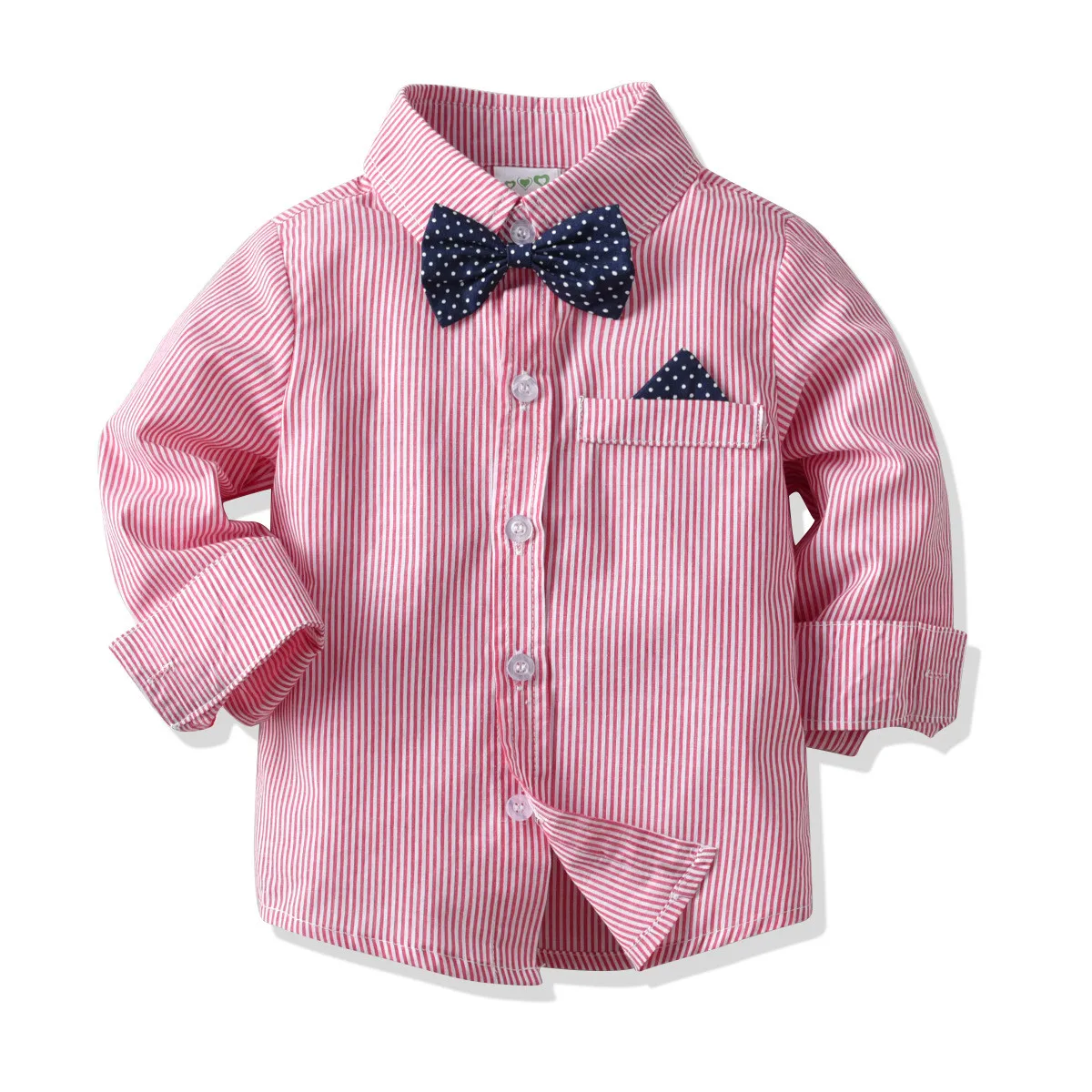 Newborn Toddler Kid Baby Boys Outfits set Long Sleeve Solid Colors Bow Tie Stripe Shirt+Pants Overalls Gentleman Suit Clothes#g4 |