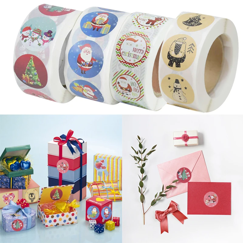500 Pcs/Roll Merry Christmas Cartoon Santa Stickers Snowman Seal Labels DIY New Year Gift Decor Stationery Thank You | Дом и сад