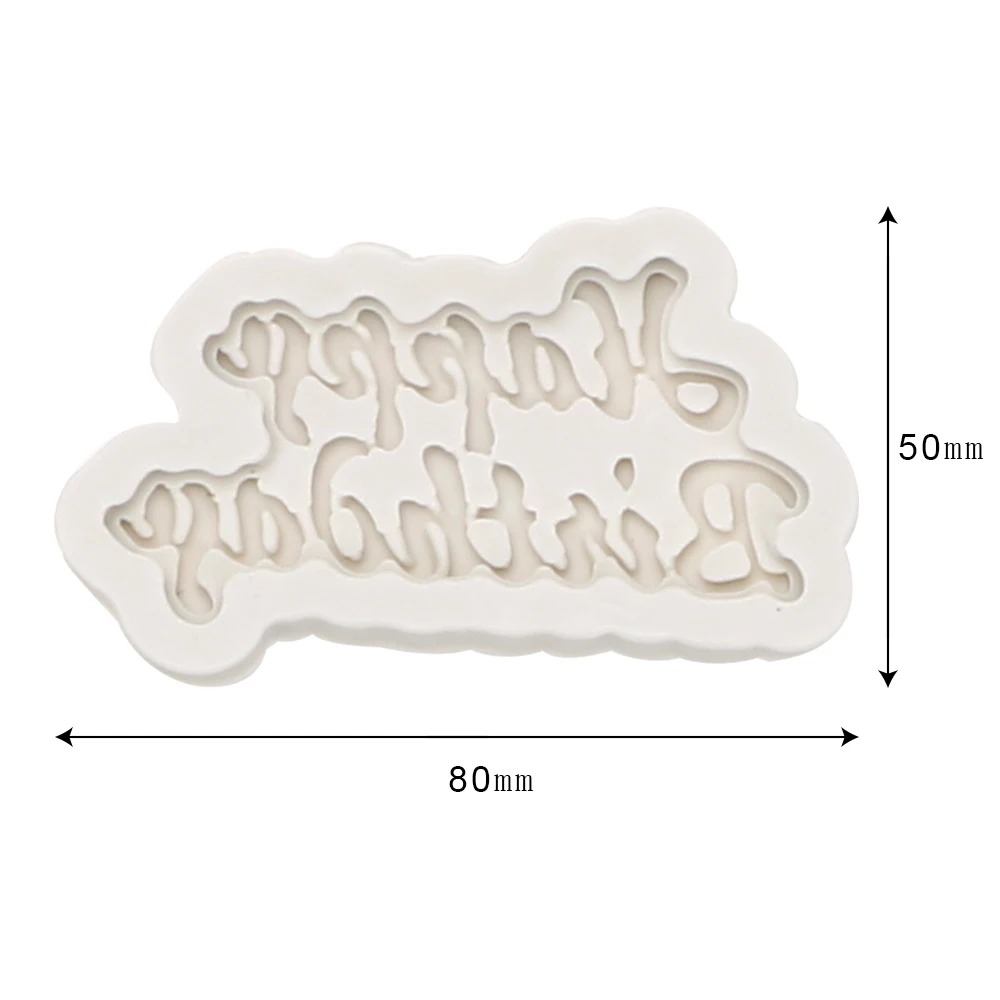 

Birthday Cake Decorating Tool Mould 3D Happy Birthday Letters Shape Dining Bar Fondant Jelly Chocolate Mold Silicone Mold
