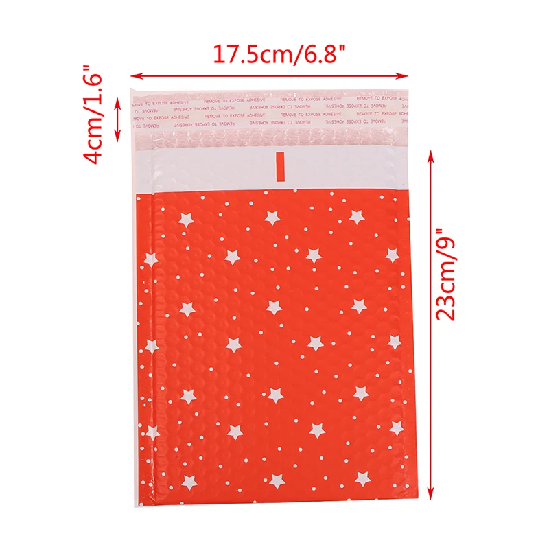 

10Pcs 7x9.2 IN Bubble Mailer Self Seal Padded Red Star Envelopes/mailing Bags For Book Magazine Lined Mailer Self Seal