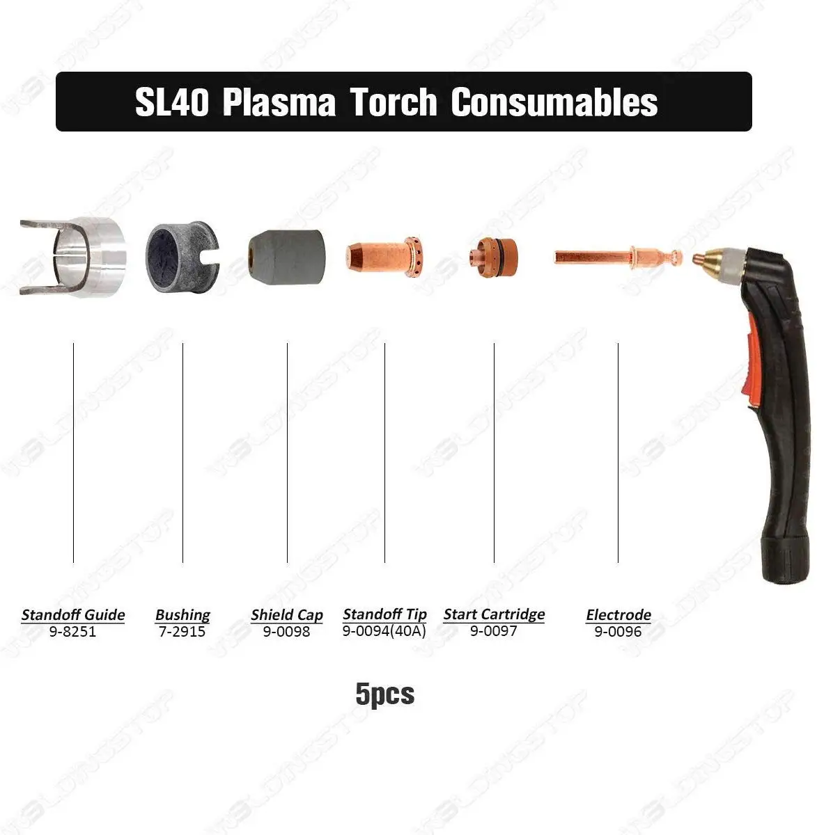 9-0094 Tip 40A Fit Тепловая Динамика плазменная противостояние сопло резки SL40 Cutmaster 42 фонарь 5 шт