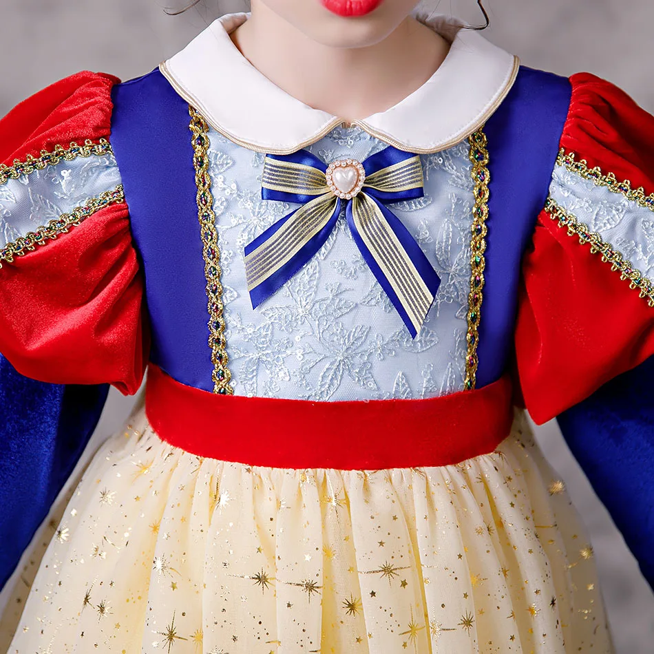 

Girls Carnival Costume Snow White Dress Autumn and Winter Long Sleeves Kids Birthday Party Masquerade Fantasy Christmas Costume