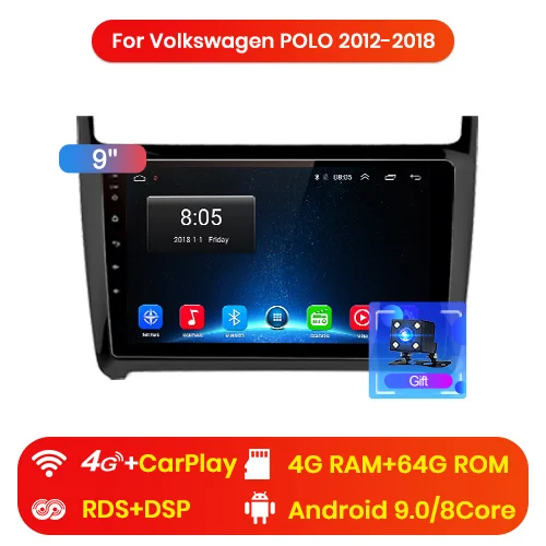 4G (4GB 64GB) Junsun V1Android 9,0 2G+ 32G DSP автомобильный Радио мультимедийный видео плеер для Фольксваген Поло 2012- седан навигация 2 din без dvd - Цвет: 4G (4GB 64GB)