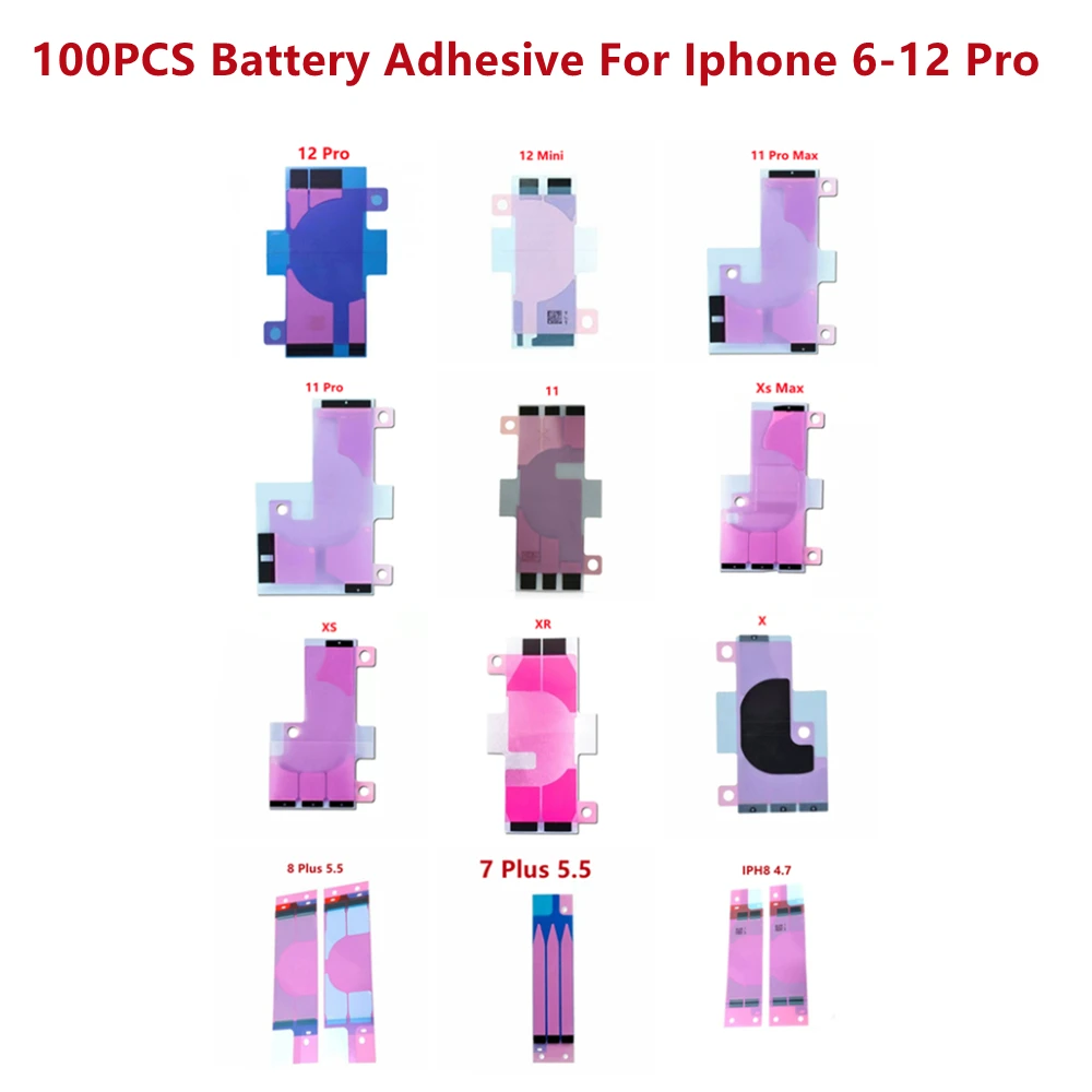 100Pcs Battery Adhesive Tape Battery Adhesive Strip Replacement Removable Sticker For Iphone 6 6S 7 8 Plus X XR XS MAX 11 12 Pro