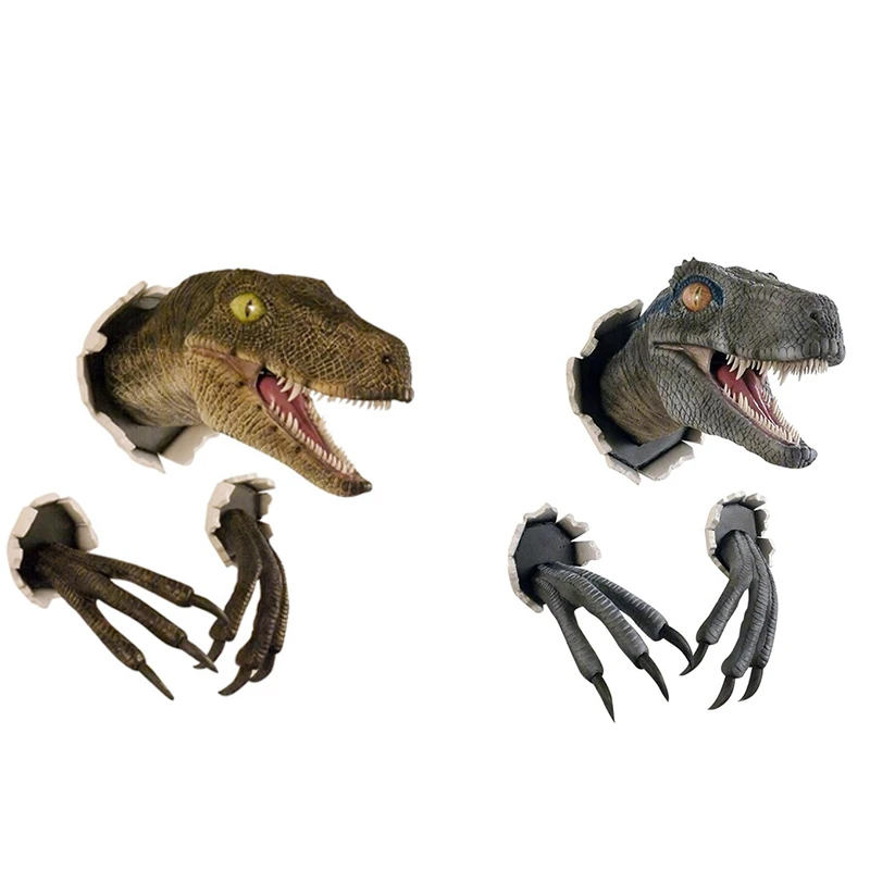 

Wall Mounted Dinosaur Sculpture Wall Art Life-Like Wall Bursting Dinosaur Bust Hanging Prop Replica Resin