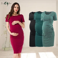 liuqu maternity dresses women side ruched clothes bodycon photography casual short sleeve wrap baby showers plus size s xl
