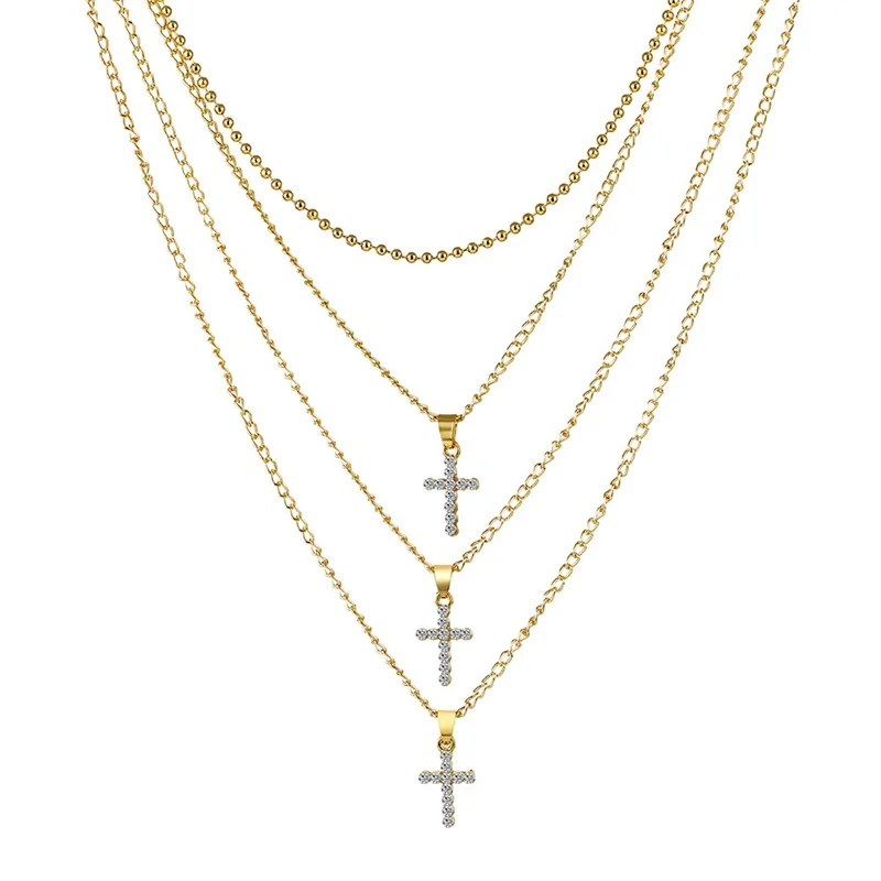 Модное ожерелье FNIO 2019 с крестом золотого и серебряного цвета минималистичное на